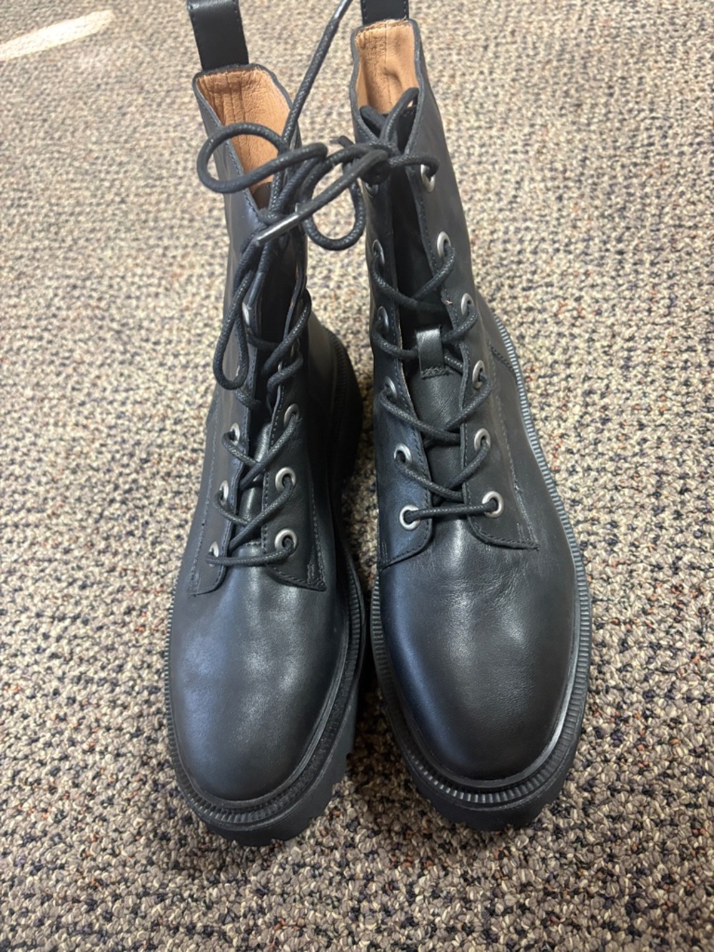 Madewell Black Leather Combat Boots